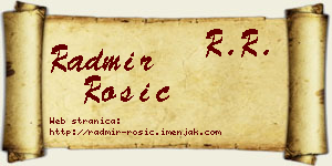 Radmir Rosić vizit kartica